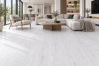 Luxury Scandinavian-inspired interior featuring ArmorCore Arctic Concrete Flooring with a modern architectural concrete finish.