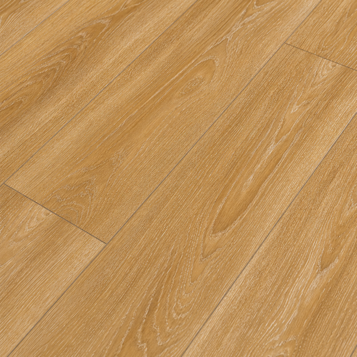 Close-up embossed wood grain of ArmorCore Chelsea Herringbone Flooring in light natural beige oak