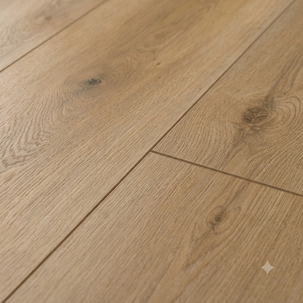 Close-up of ArmorCore Classic Oak Flooring showing authentic embossed wood grain texture and premium matte finish.