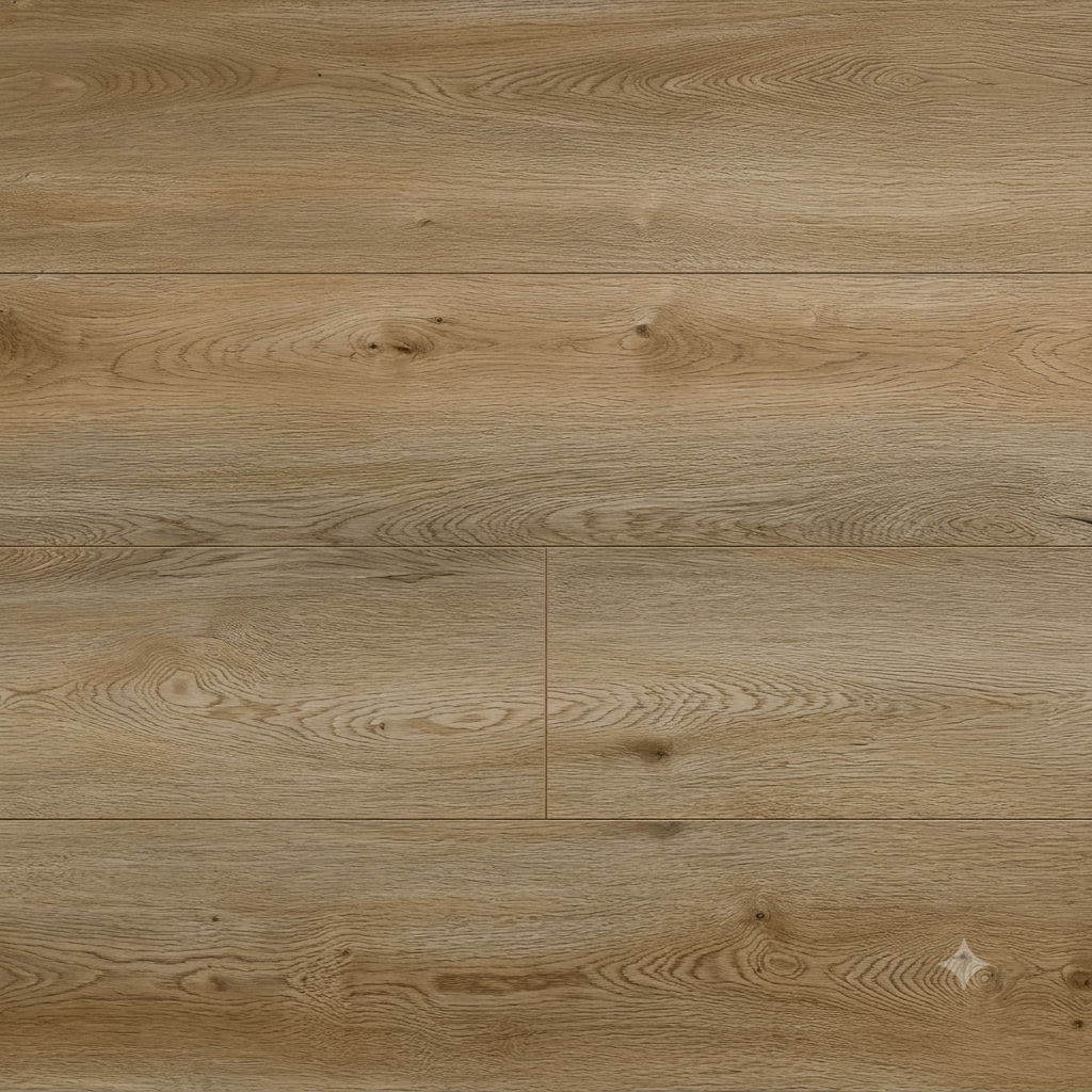 Close-up view of ArmorCore Golden Oak Flooring showing authentic embossed wood grain texture and matte finish.