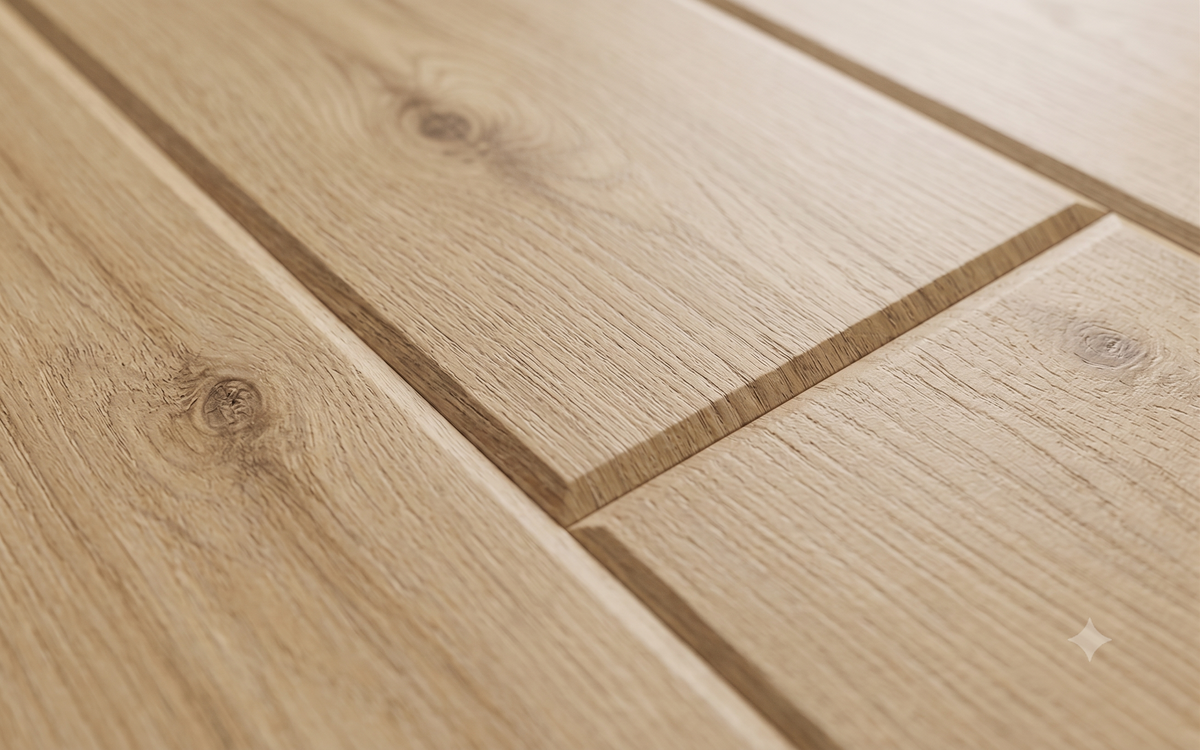 Close-up macro texture of ArmorCore Mayfair Herringbone Flooring showing authentic European oak grain