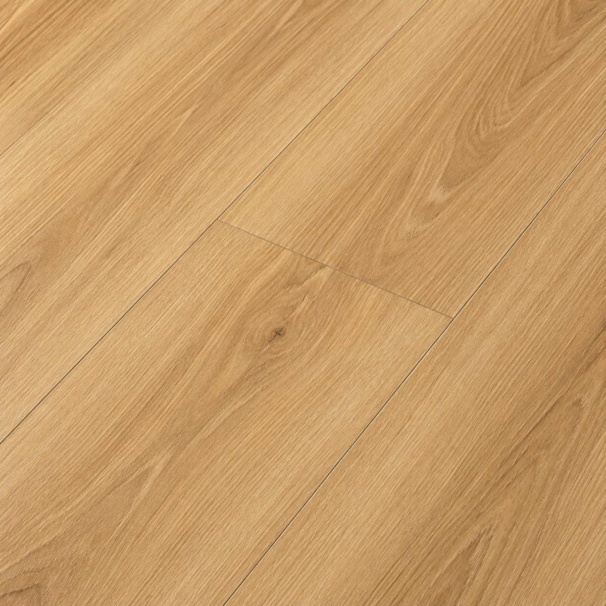 Close-up view of ArmorCore Natural Teak Flooring showing realistic embossed wood grain texture and matte finish.